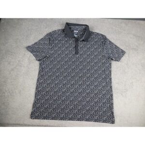 FLX Mens XL Polo Shirt Gray Black Geometric Digital Print Short Sleeve Golf Tee